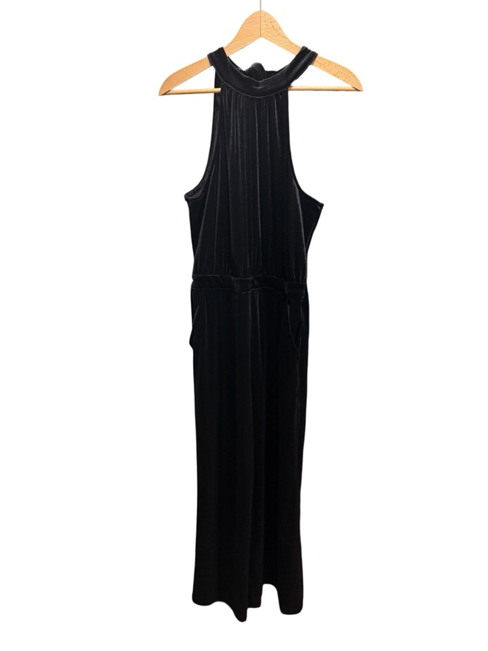 a new day Black Velvet High-Neck Jumpsuit
